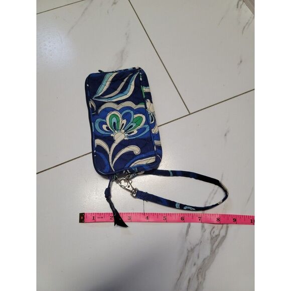 womens vera bradley blue and green floral small wallet/clutch with wrist strap - Picture 2 of 4